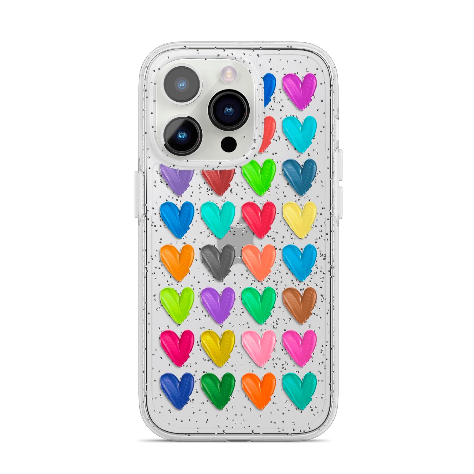 Polka Heart iPhone 14 Pro Glitter Tough Case Silver