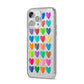 Polka Heart iPhone 14 Pro Max Glitter Tough Case Silver Angled Image