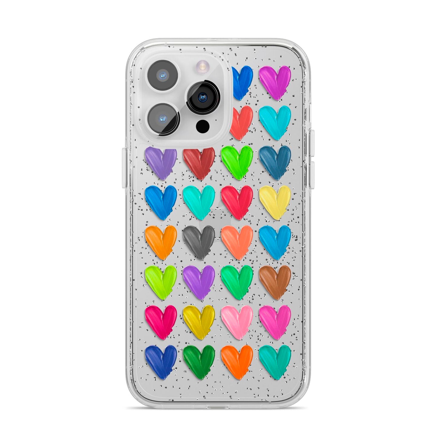 Polka Heart iPhone 14 Pro Max Glitter Tough Case Silver