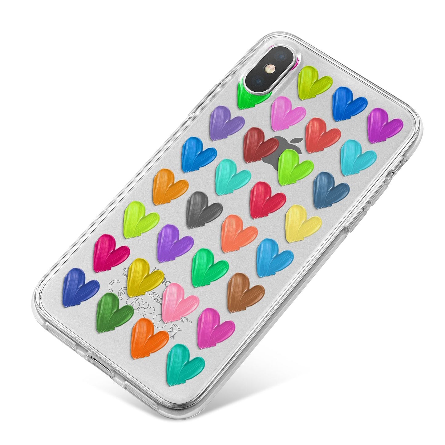Polka Heart iPhone X Bumper Case on Silver iPhone