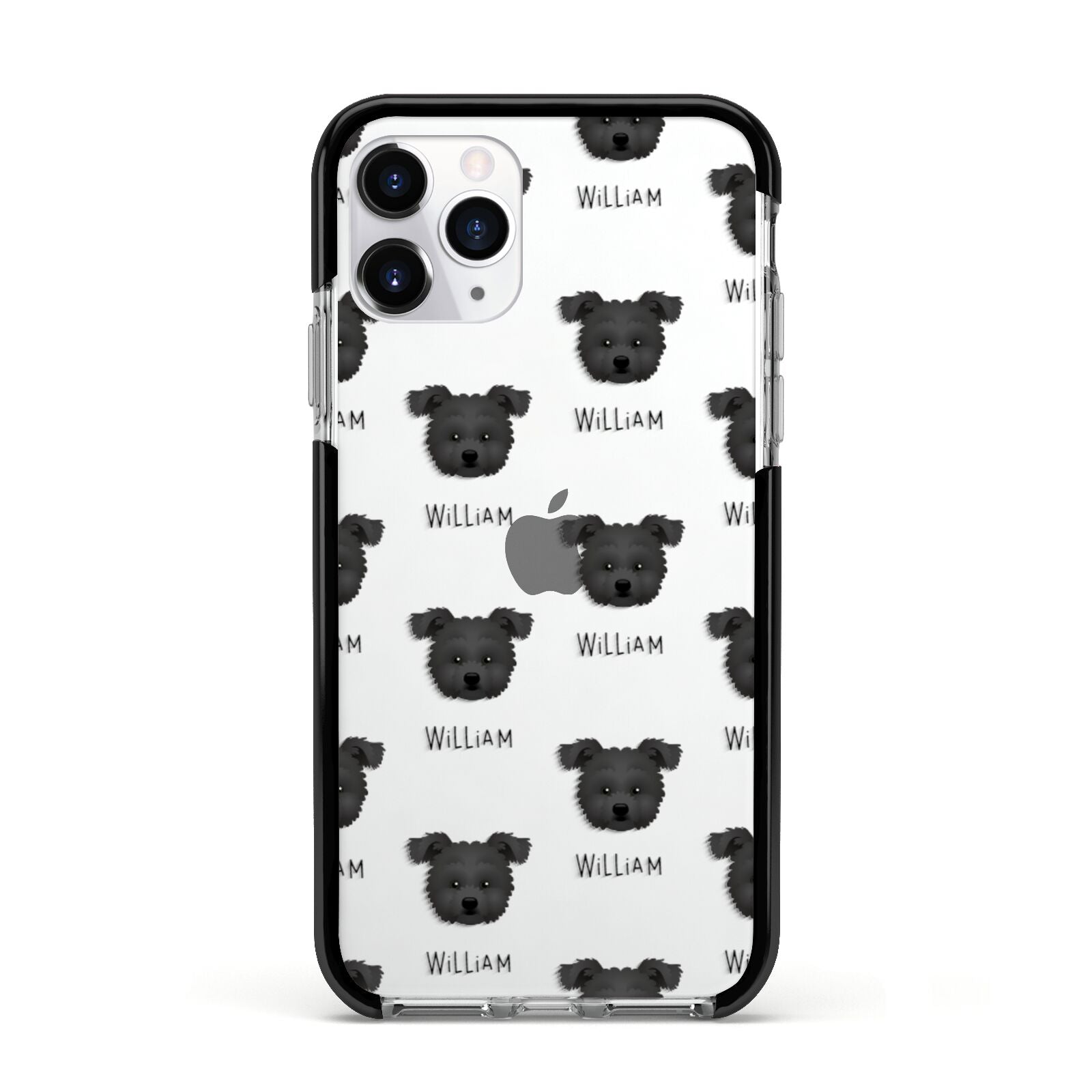 Pomapoo Icon with Name Apple iPhone 11 Pro in Silver with Black Impact Case