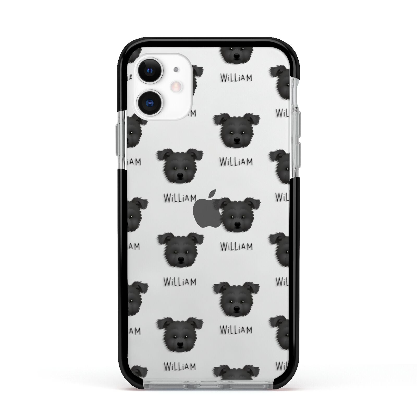 Pomapoo Icon with Name Apple iPhone 11 in White with Black Impact Case