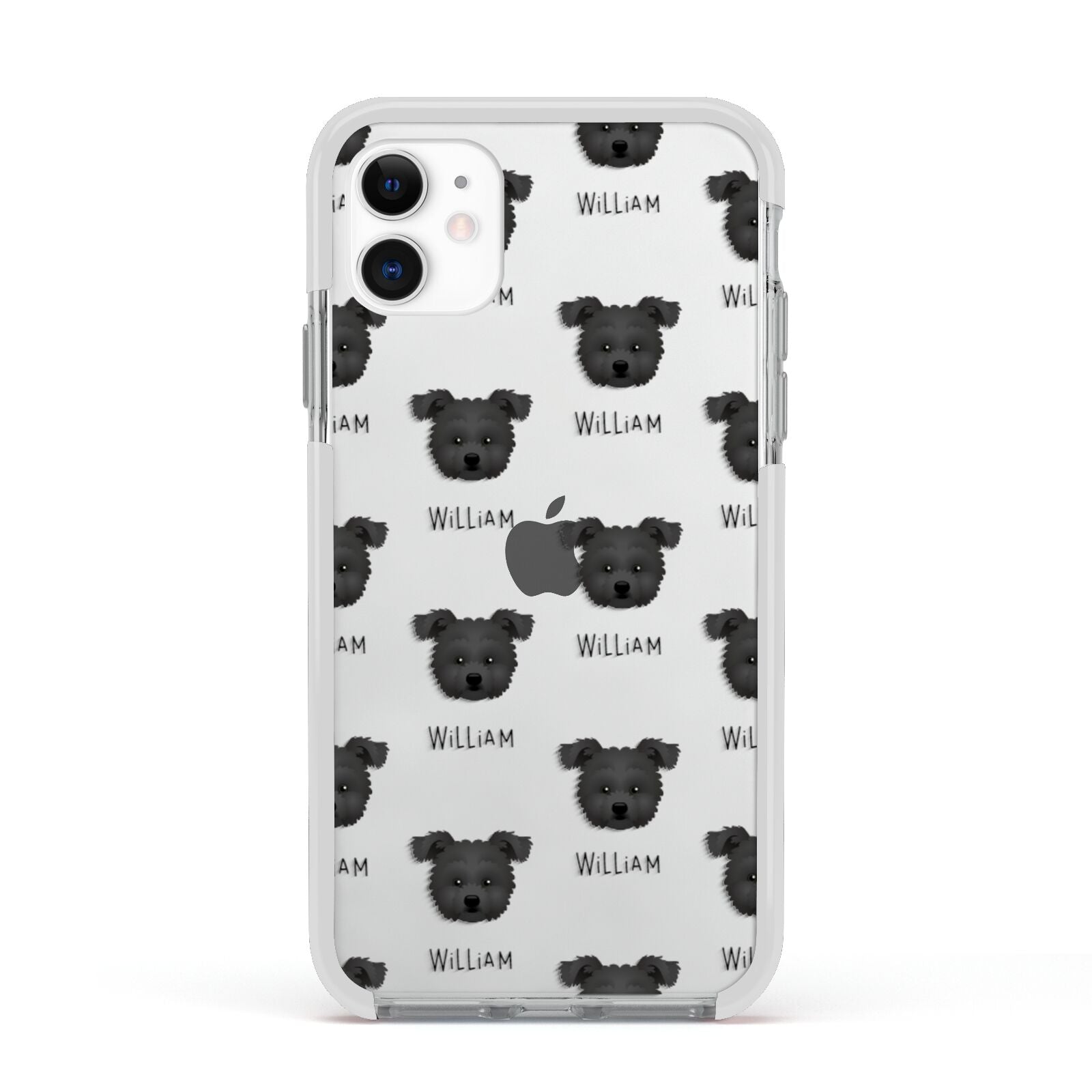 Pomapoo Icon with Name Apple iPhone 11 in White with White Impact Case