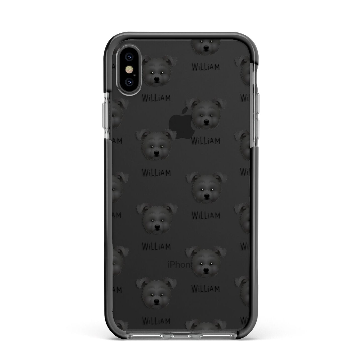 Pomapoo Icon with Name Apple iPhone Xs Max Impact Case Black Edge on Black Phone