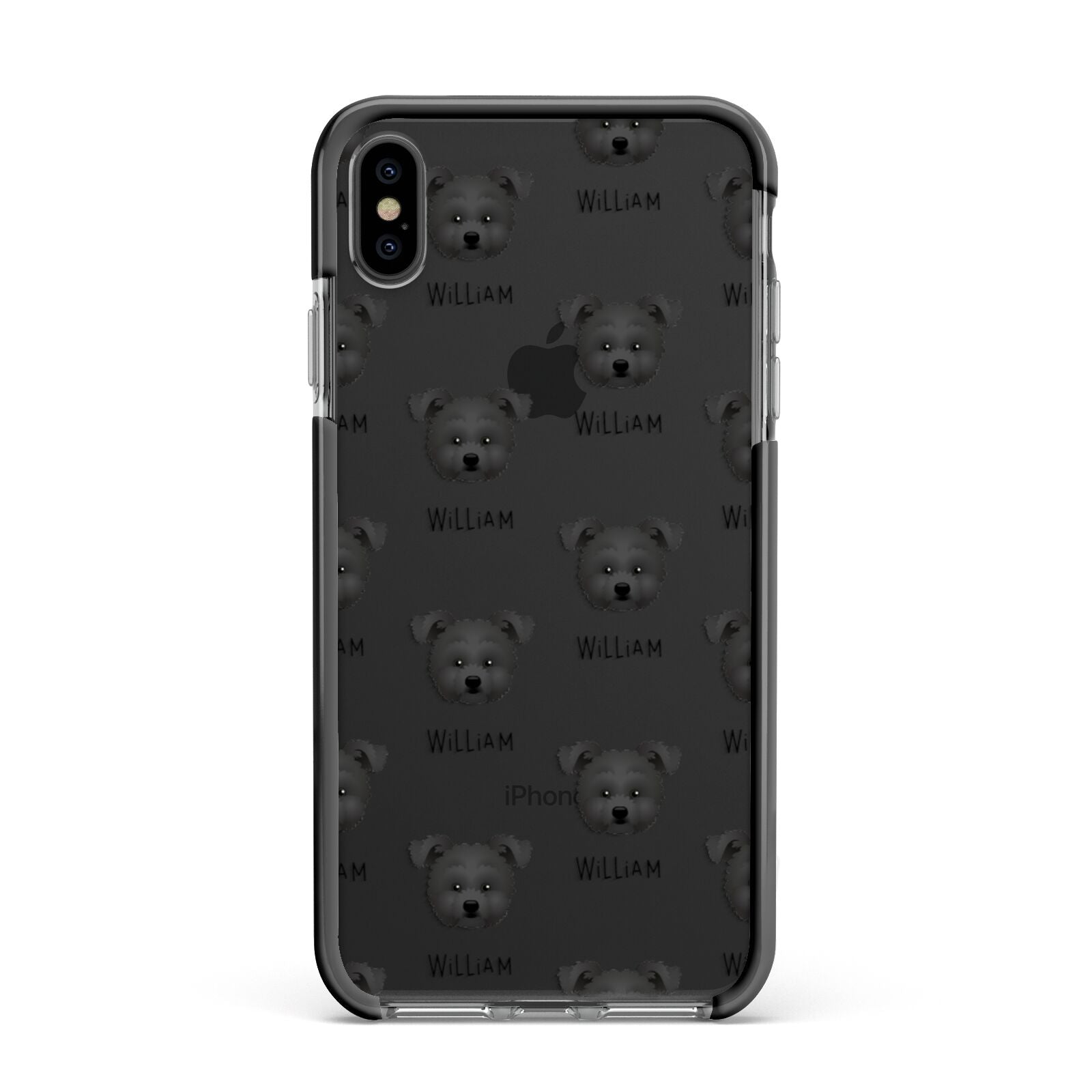 Pomapoo Icon with Name Apple iPhone Xs Max Impact Case Black Edge on Black Phone