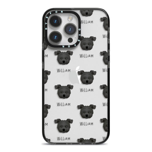 Pomapoo Icon with Name iPhone 14 Pro Max Black Impact Case on Silver phone