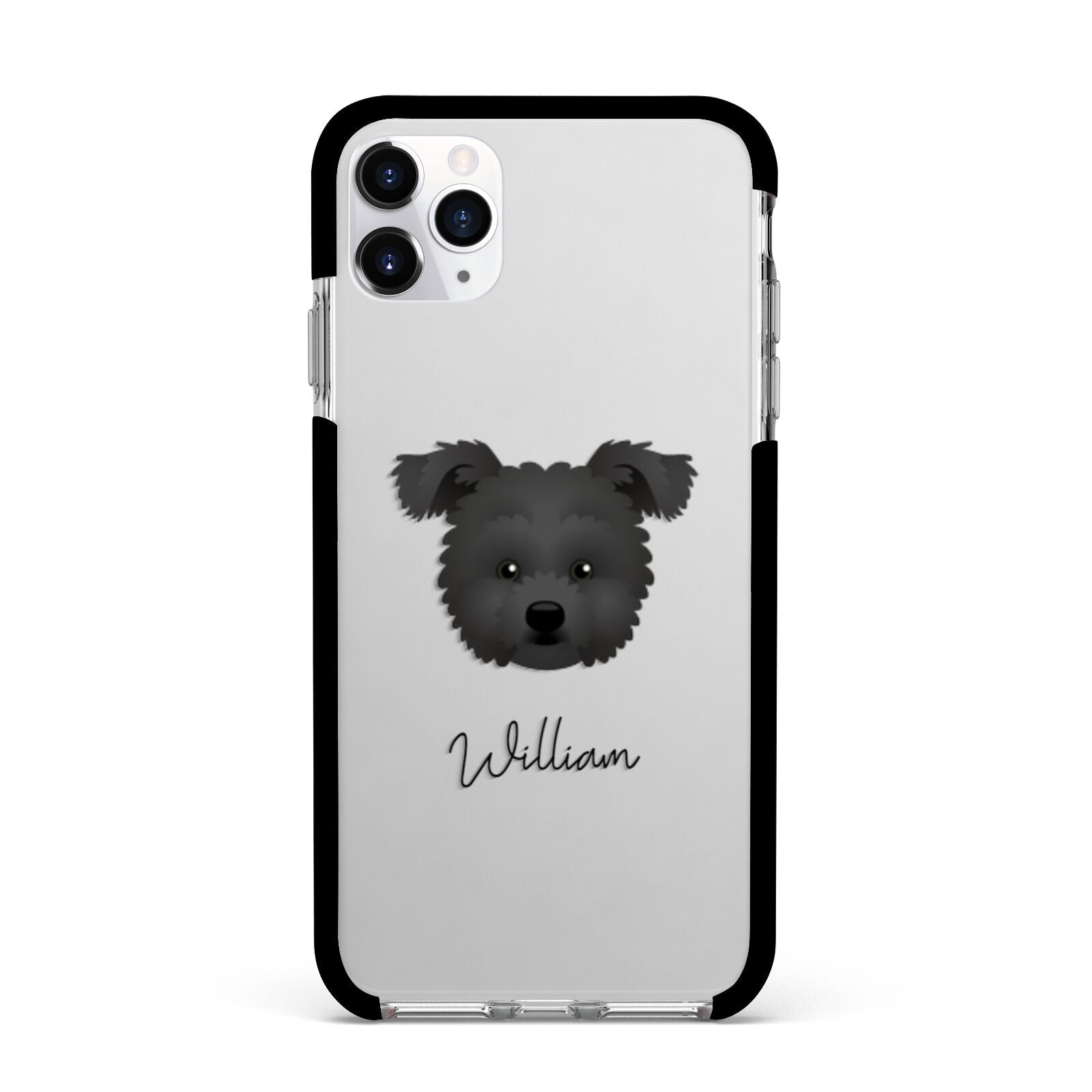 Pomapoo Personalised Apple iPhone 11 Pro Max in Silver with Black Impact Case