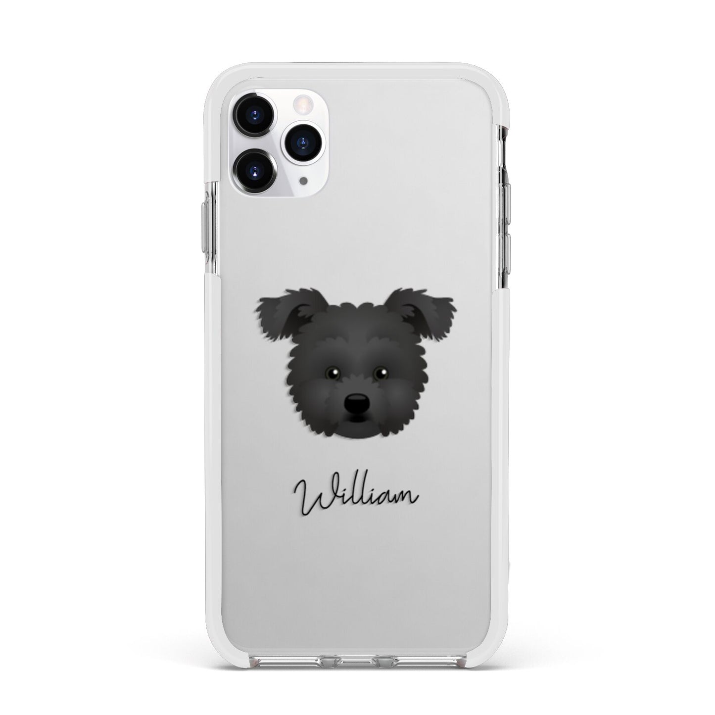 Pomapoo Personalised Apple iPhone 11 Pro Max in Silver with White Impact Case