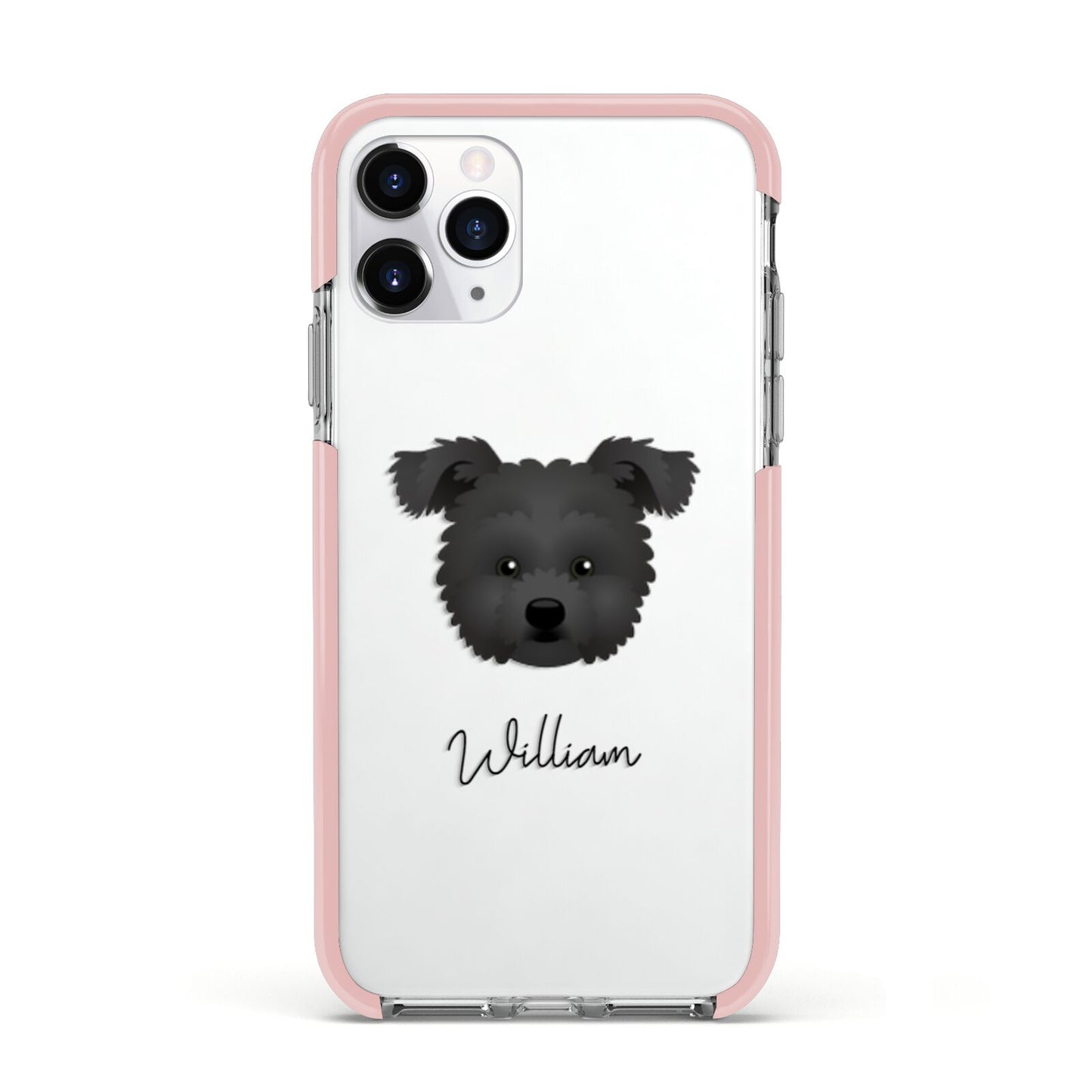 Pomapoo Personalised Apple iPhone 11 Pro in Silver with Pink Impact Case