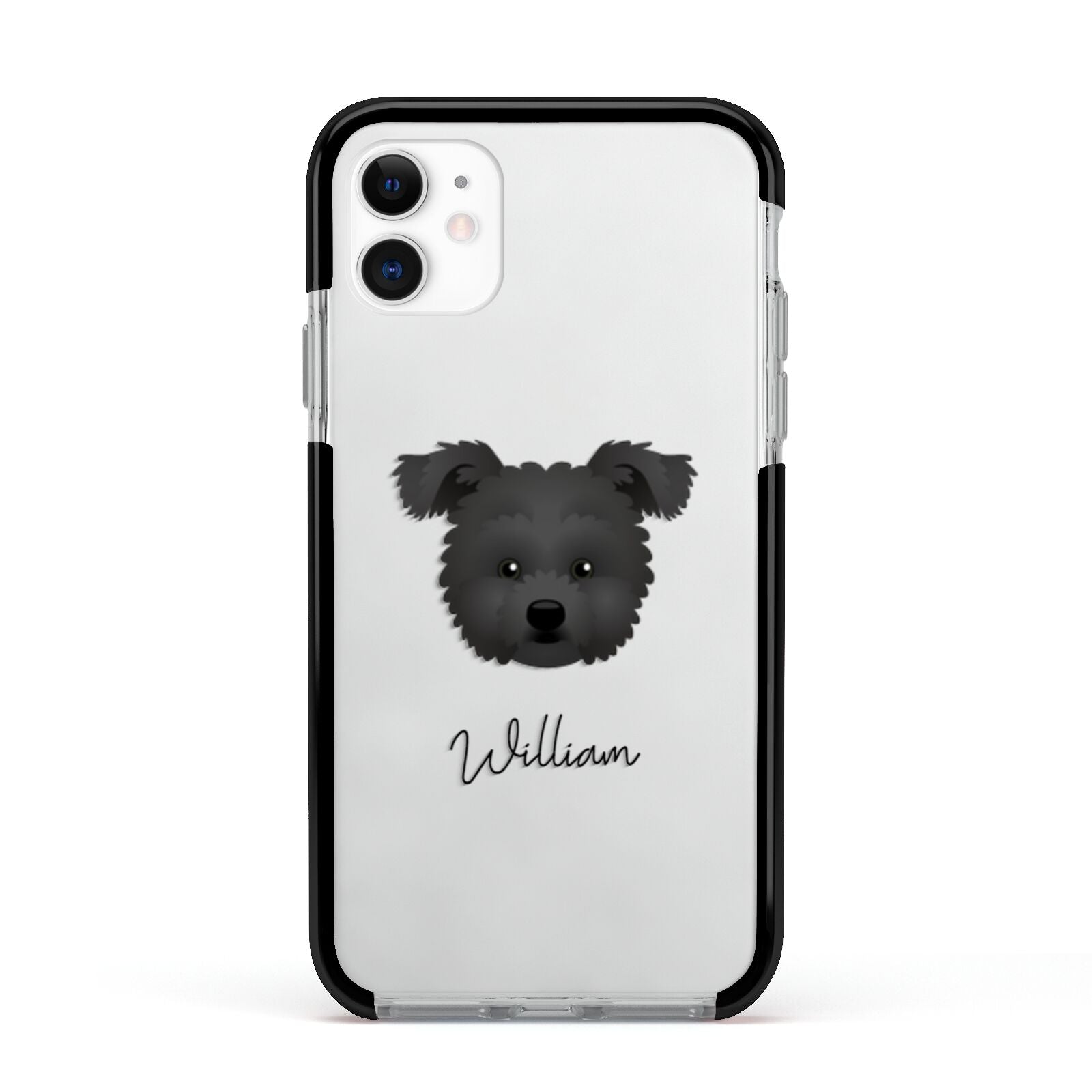 Pomapoo Personalised Apple iPhone 11 in White with Black Impact Case