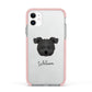 Pomapoo Personalised Apple iPhone 11 in White with Pink Impact Case