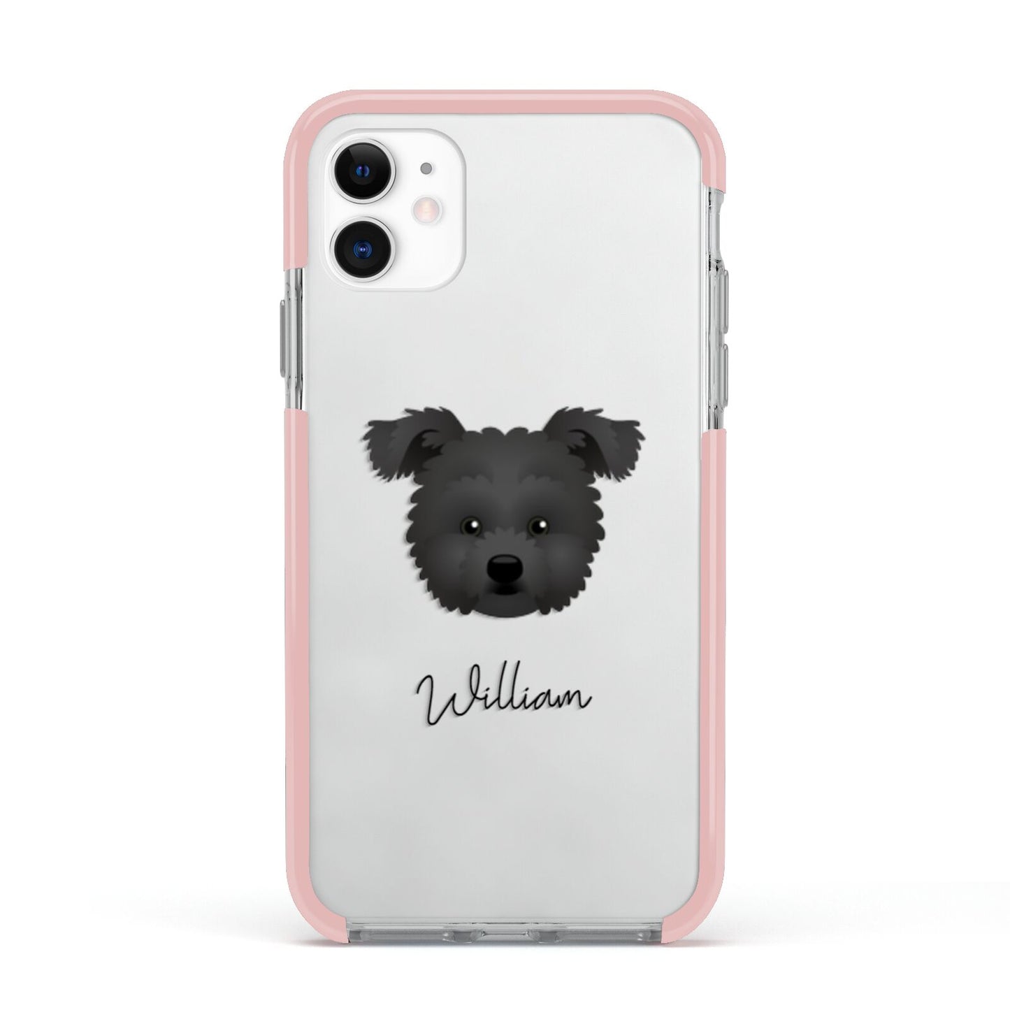 Pomapoo Personalised Apple iPhone 11 in White with Pink Impact Case