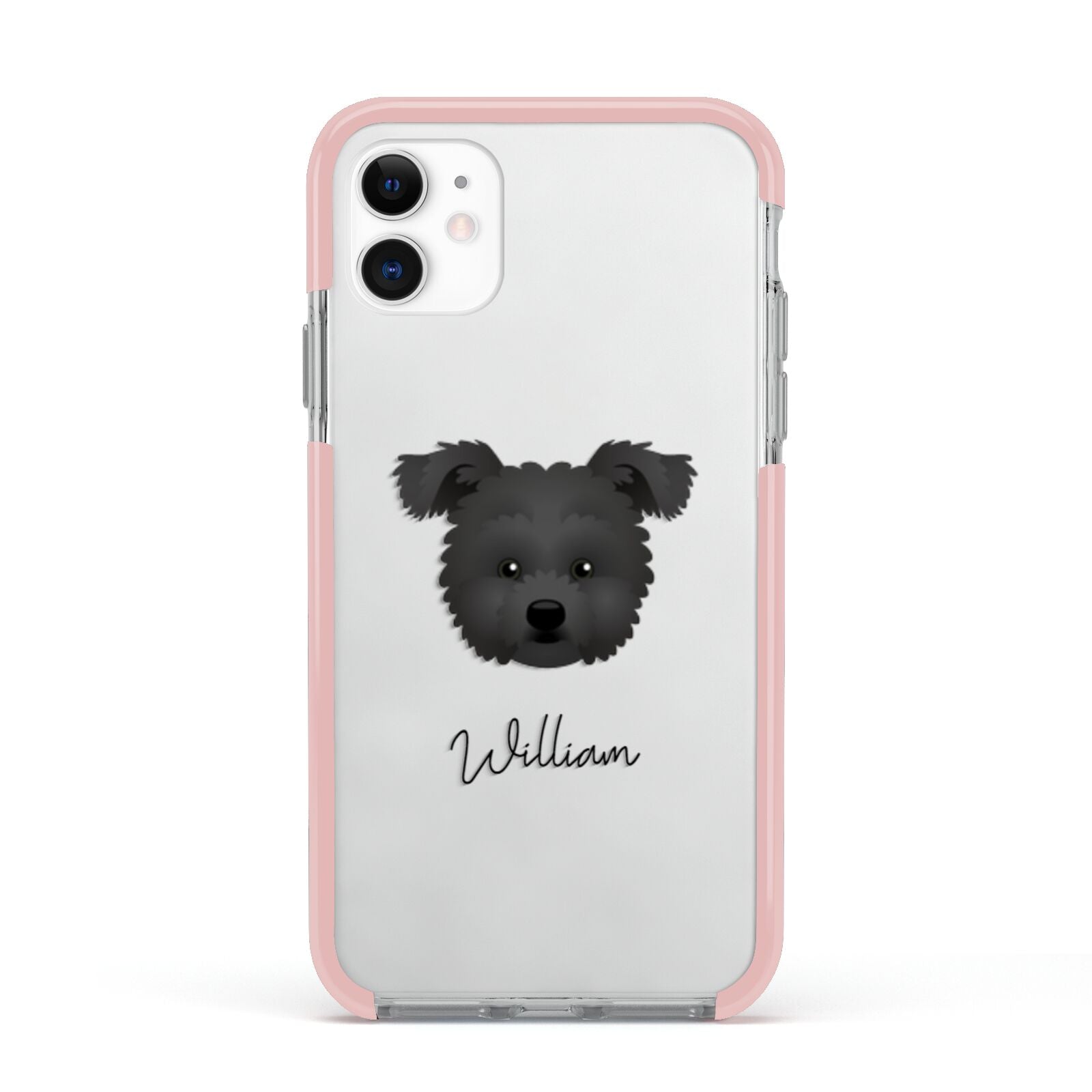 Pomapoo Personalised Apple iPhone 11 in White with Pink Impact Case