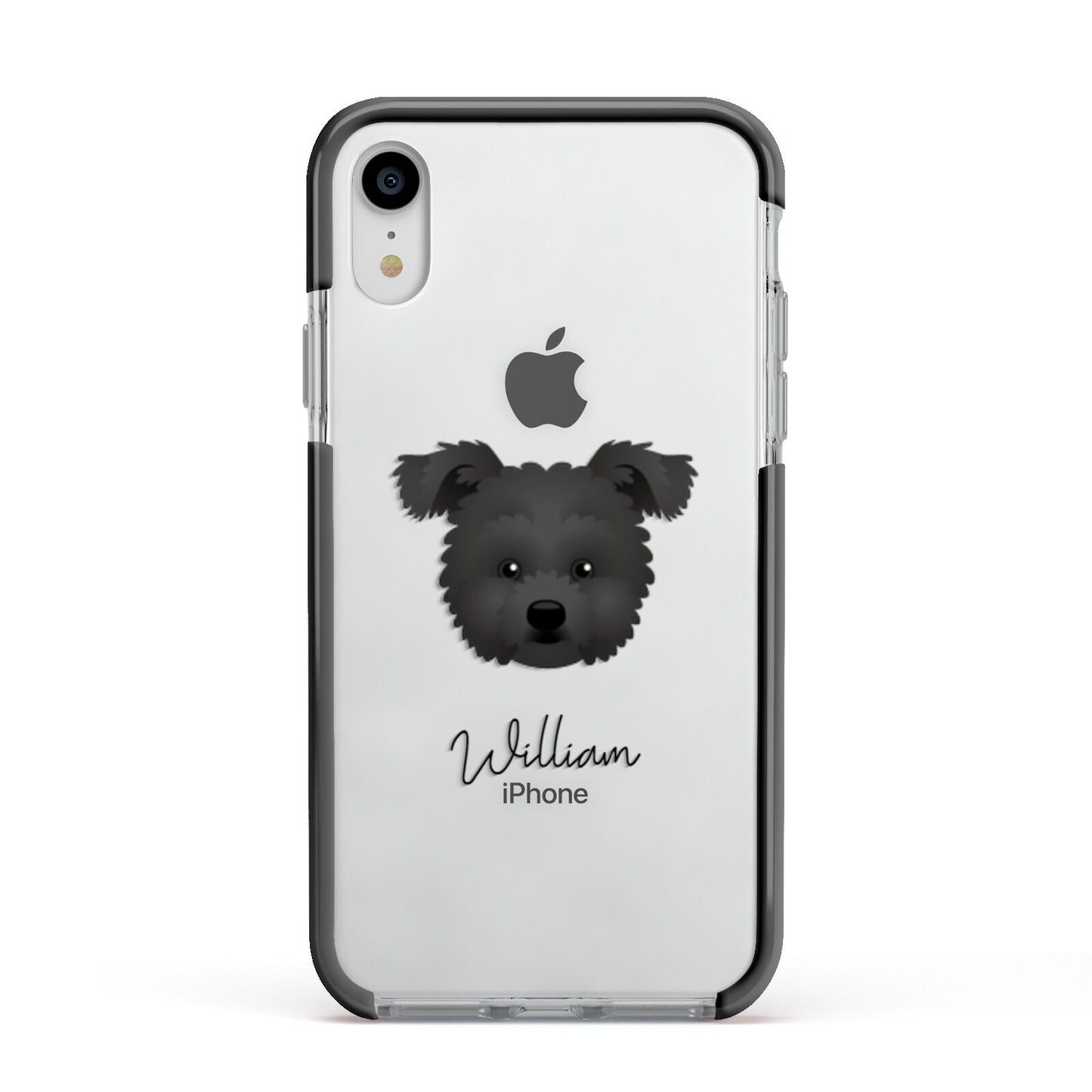 Pomapoo Personalised Apple iPhone XR Impact Case Black Edge on Silver Phone