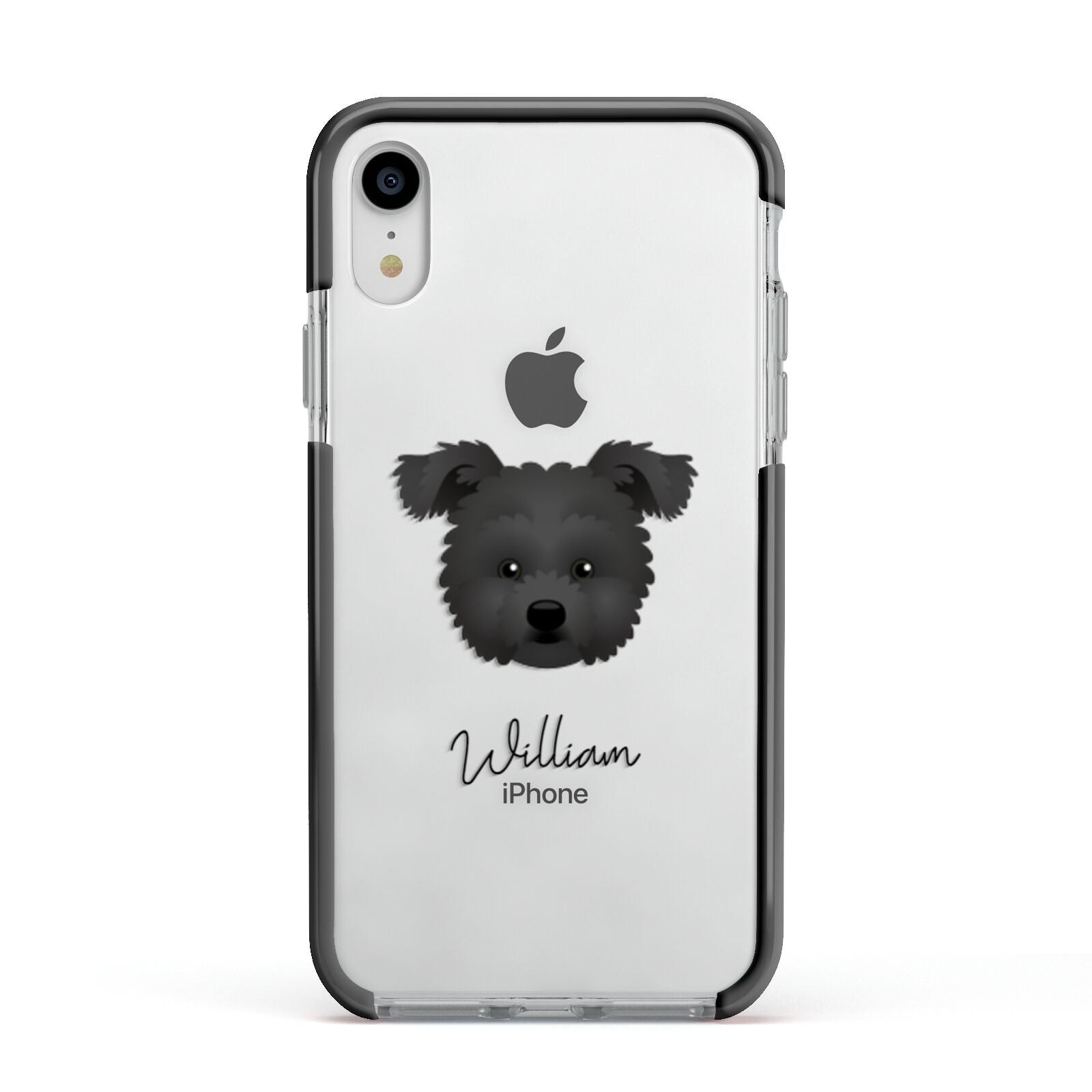 Pomapoo Personalised Apple iPhone XR Impact Case Black Edge on Silver Phone