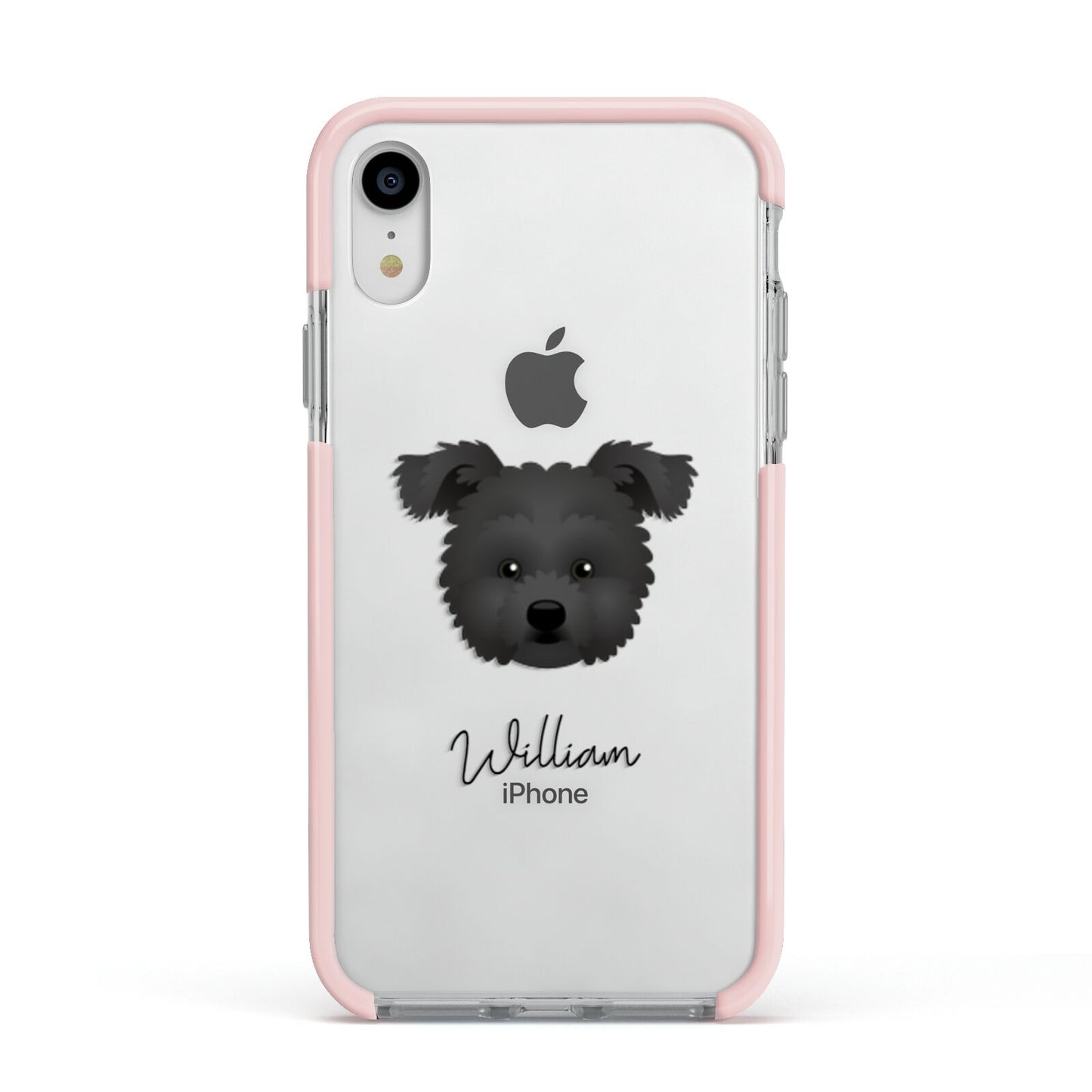 Pomapoo Personalised Apple iPhone XR Impact Case Pink Edge on Silver Phone