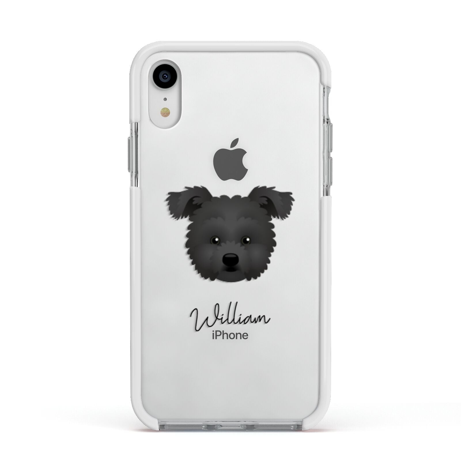 Pomapoo Personalised Apple iPhone XR Impact Case White Edge on Silver Phone
