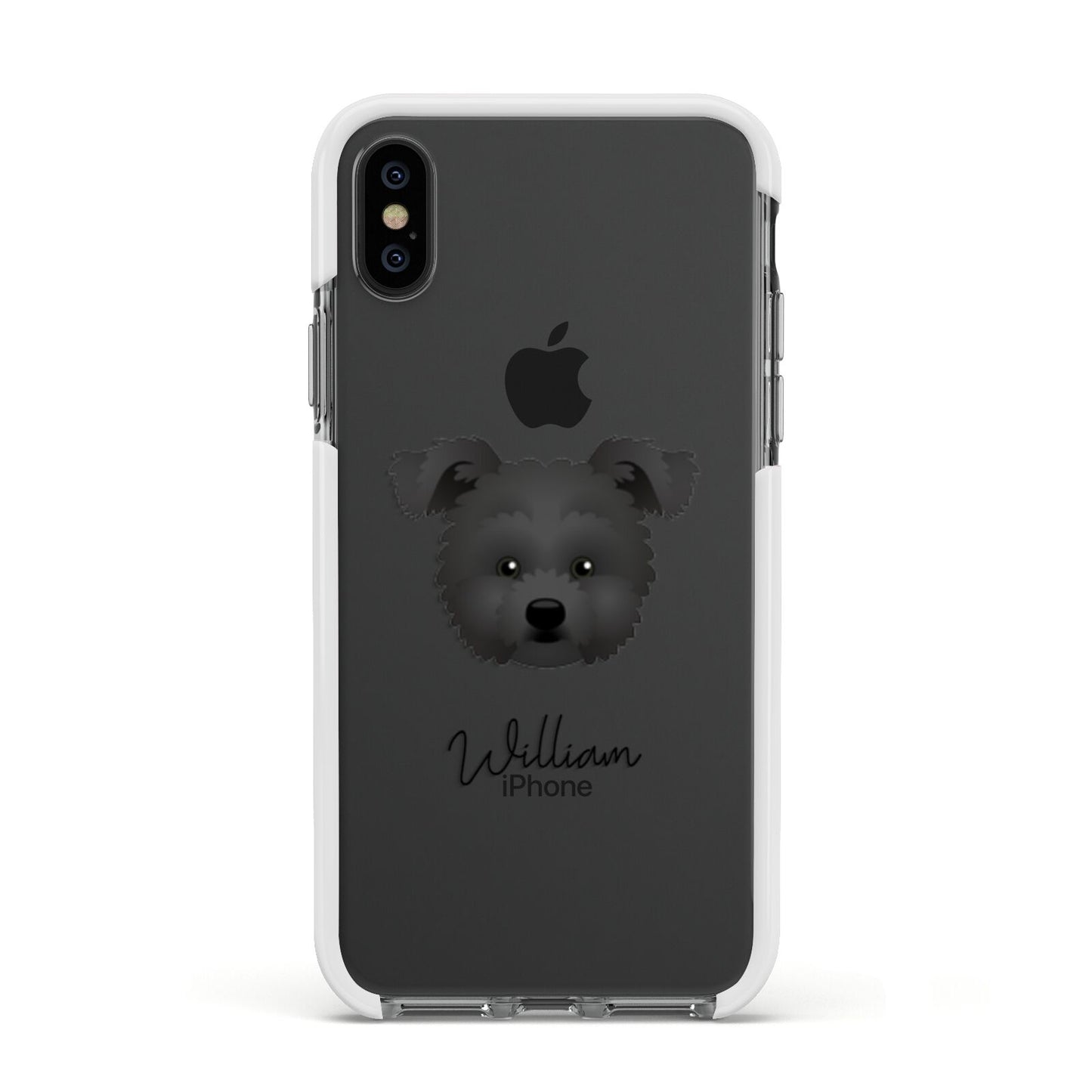Pomapoo Personalised Apple iPhone Xs Impact Case White Edge on Black Phone