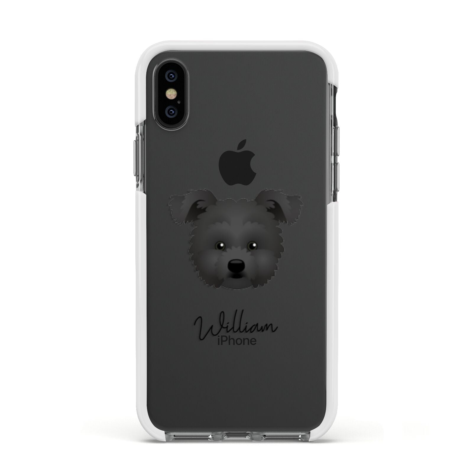 Pomapoo Personalised Apple iPhone Xs Impact Case White Edge on Black Phone