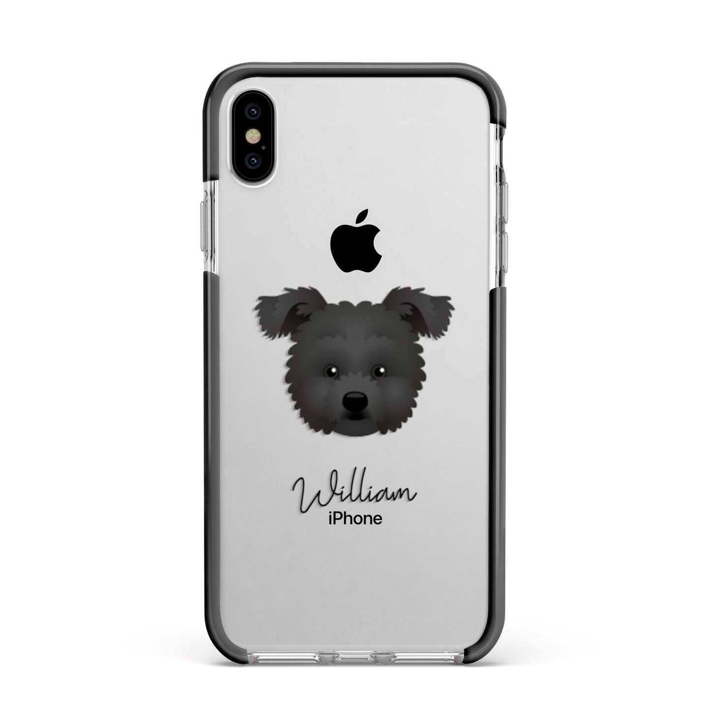 Pomapoo Personalised Apple iPhone Xs Max Impact Case Black Edge on Silver Phone