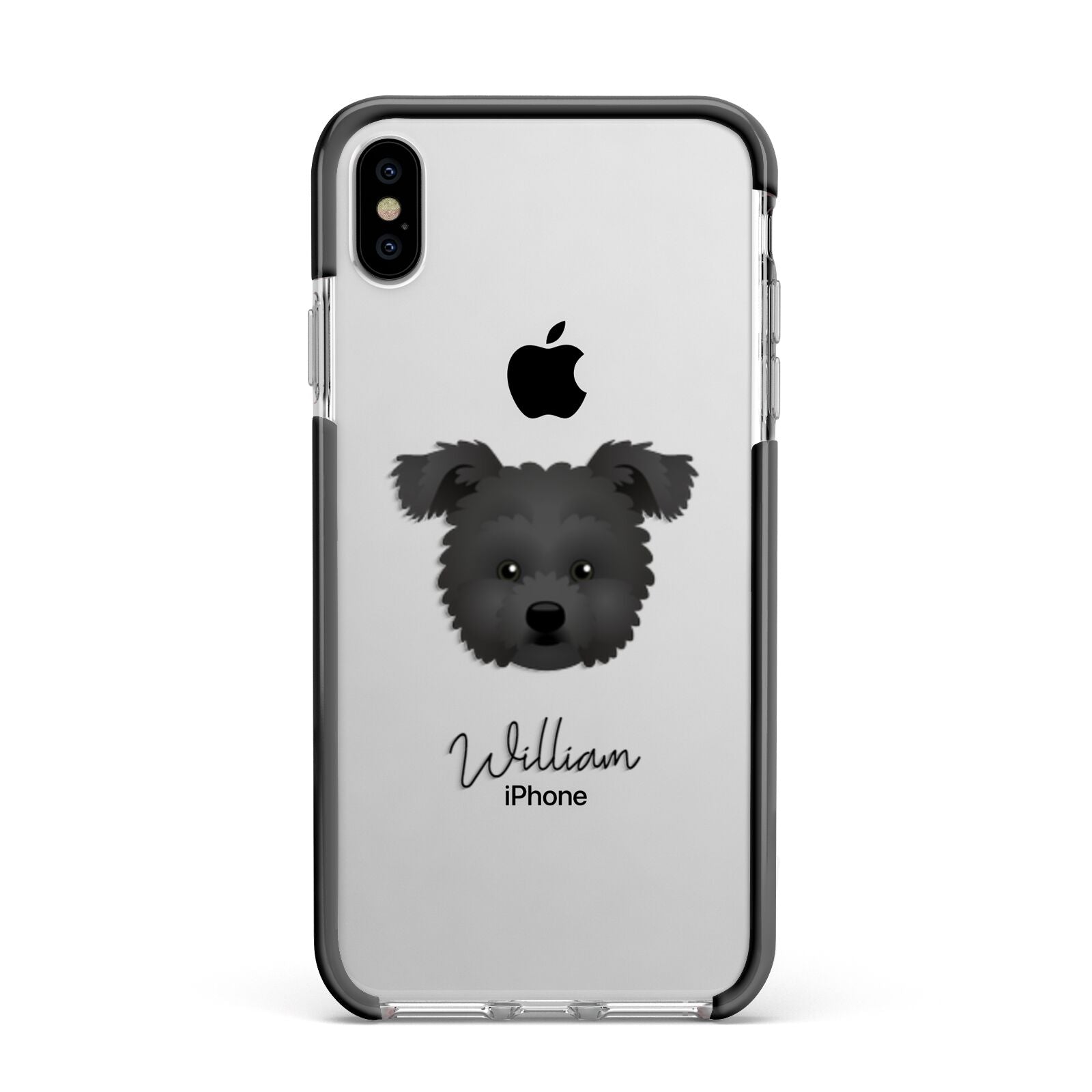 Pomapoo Personalised Apple iPhone Xs Max Impact Case Black Edge on Silver Phone