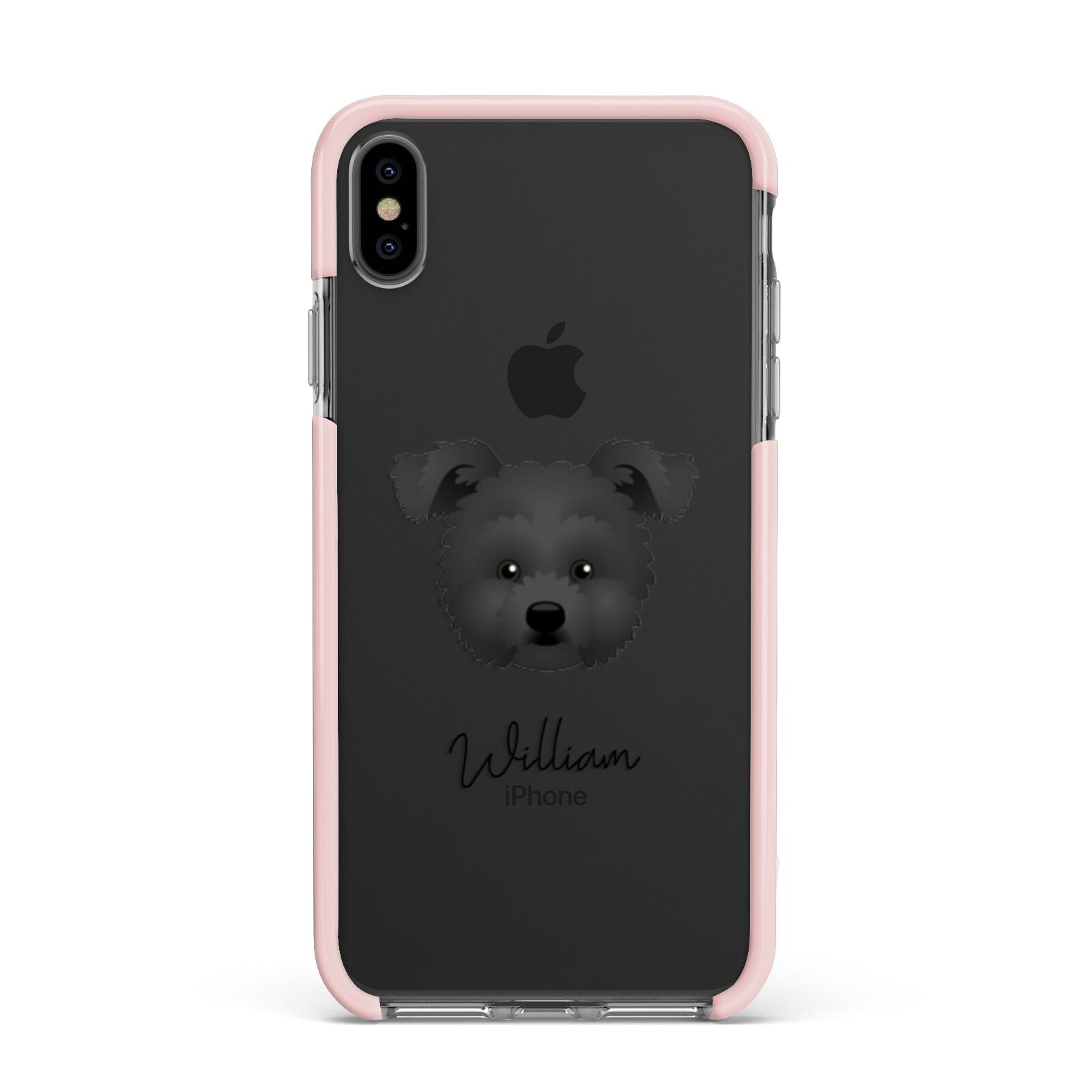 Pomapoo Personalised Apple iPhone Xs Max Impact Case Pink Edge on Black Phone