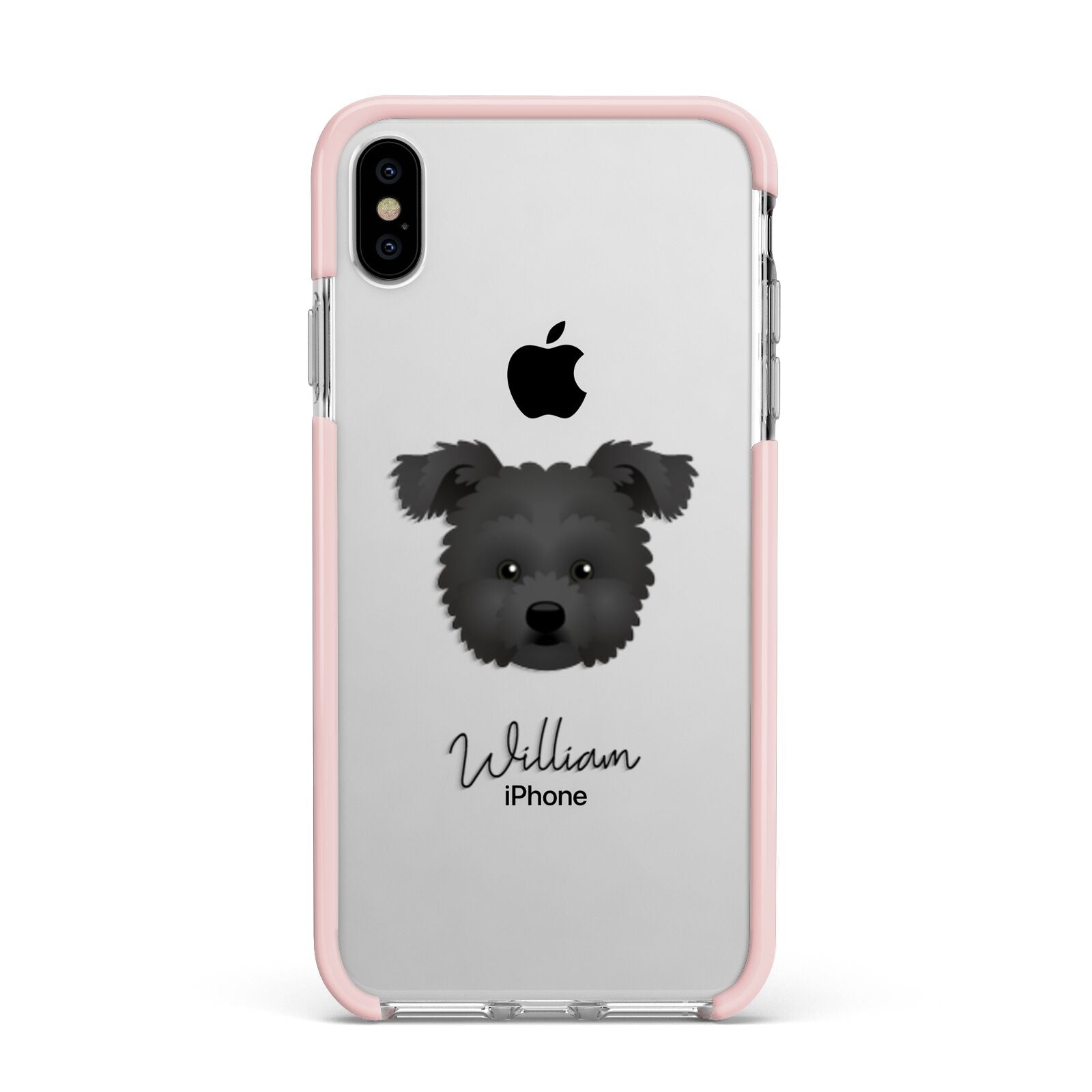 Pomapoo Personalised Apple iPhone Xs Max Impact Case Pink Edge on Silver Phone