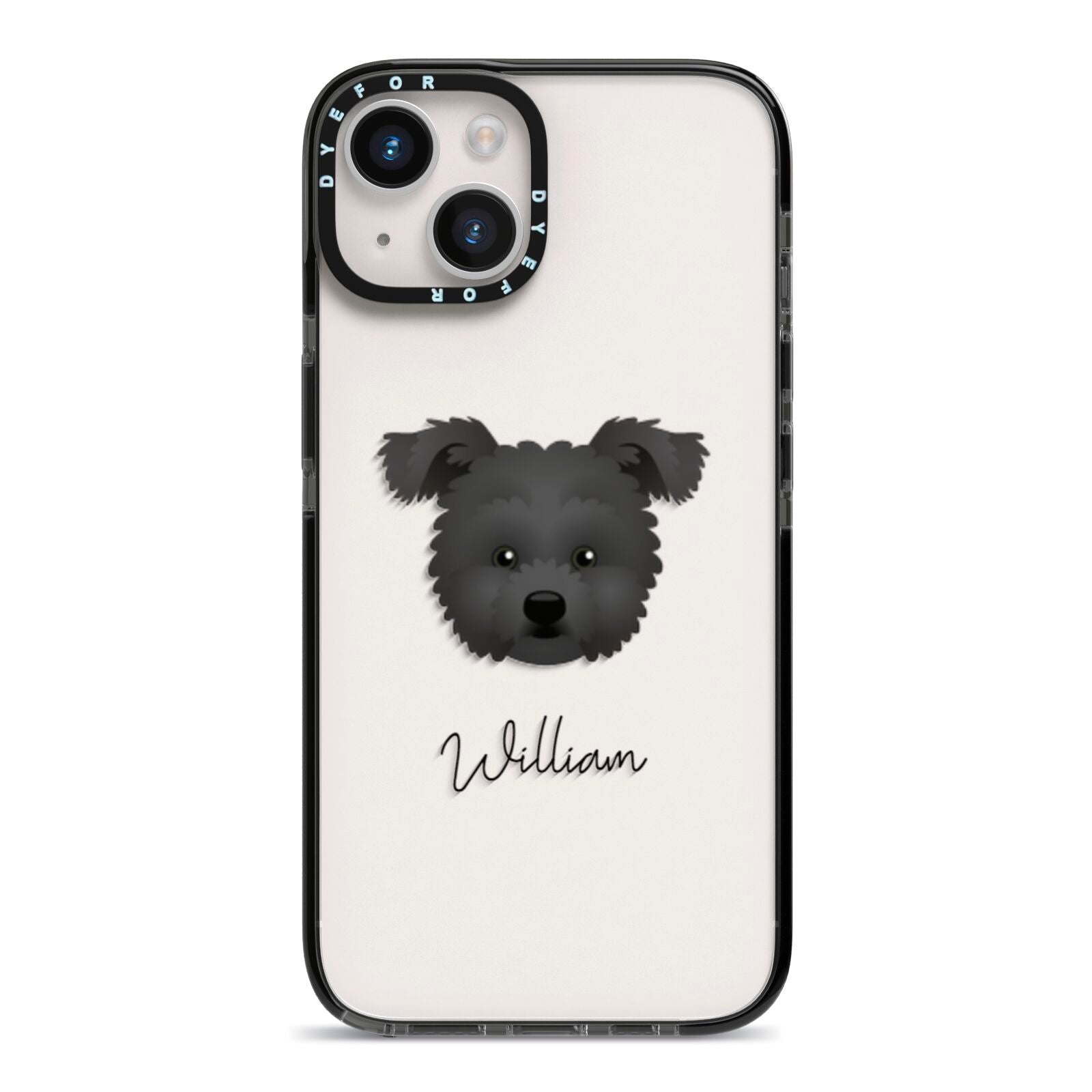 Pomapoo Personalised iPhone 14 Black Impact Case on Silver phone