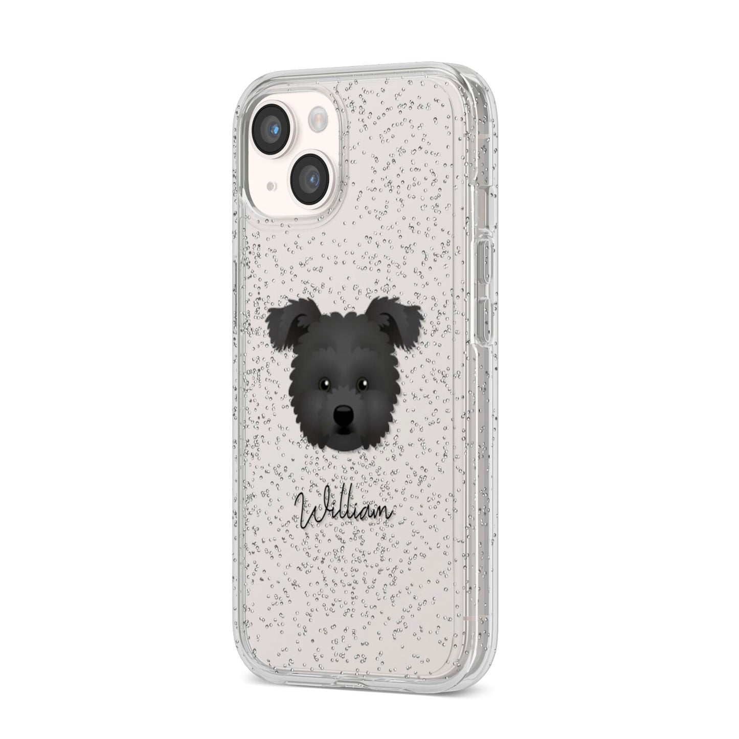 Pomapoo Personalised iPhone 14 Glitter Tough Case Starlight Angled Image