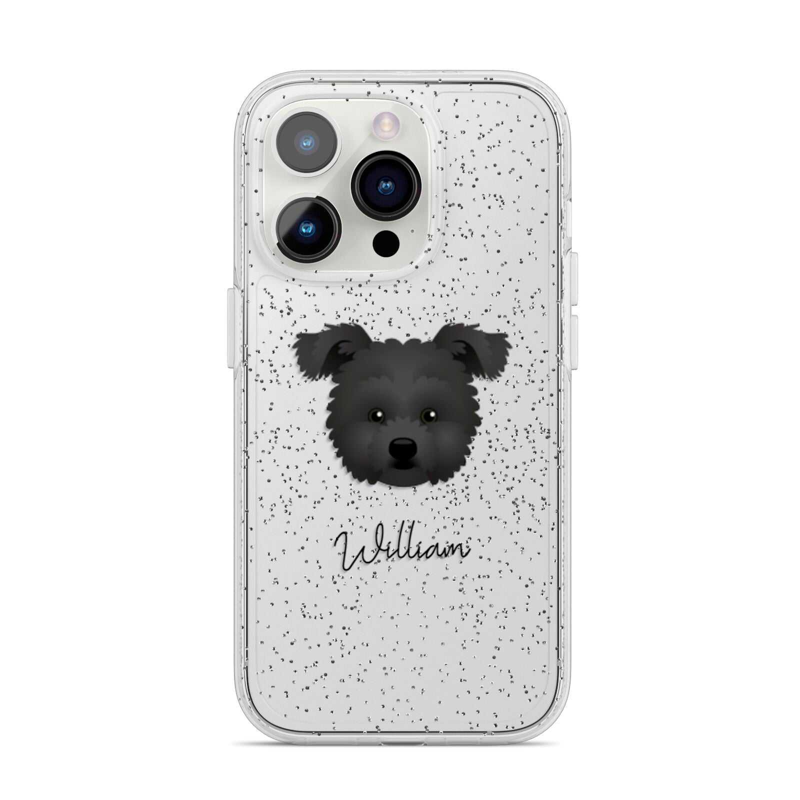 Pomapoo Personalised iPhone 14 Pro Glitter Tough Case Silver