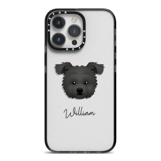 Pomapoo Personalised iPhone 14 Pro Max Black Impact Case on Silver phone