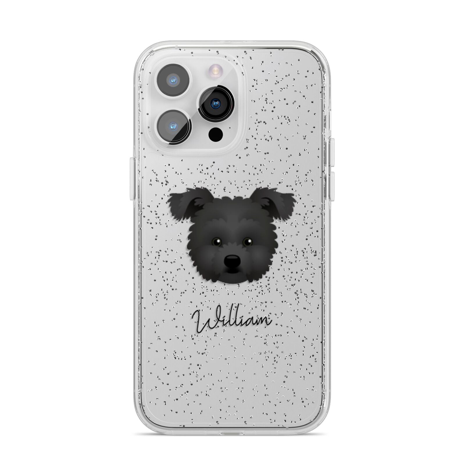 Pomapoo Personalised iPhone 14 Pro Max Glitter Tough Case Silver