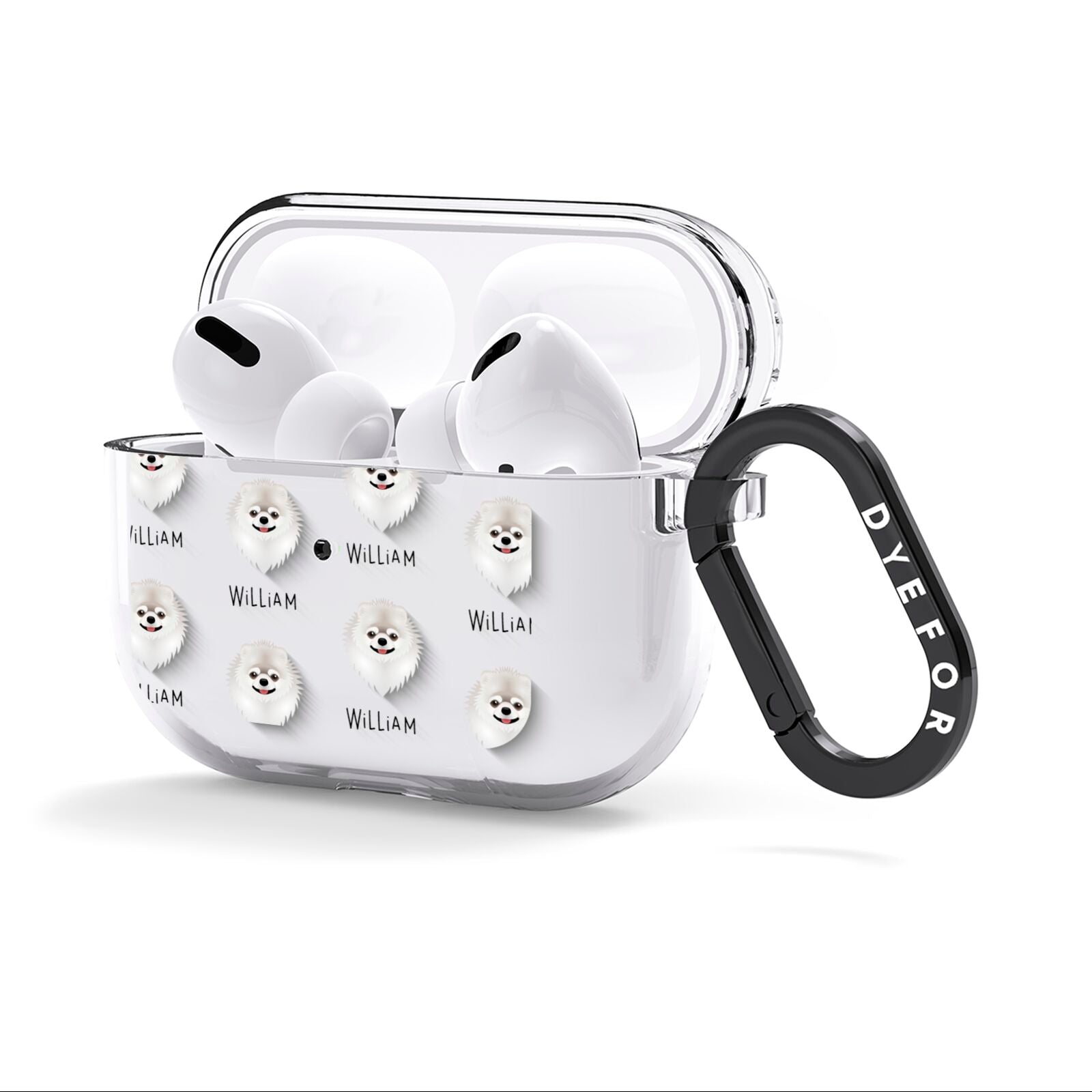 Pomeranian Icon with Name AirPods Clear Case 3rd Gen Side Image