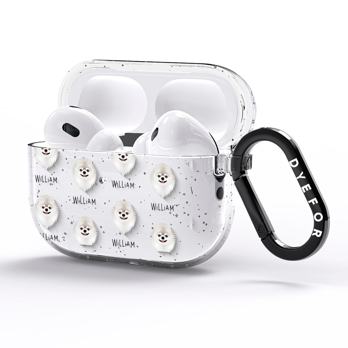 Pomeranian Icon with Name AirPods Pro Glitter Case Side Image