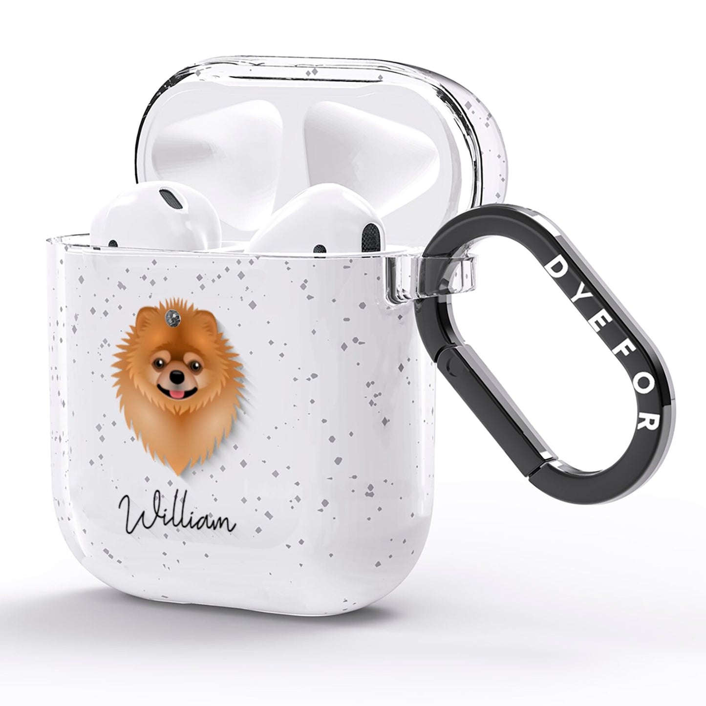 Pomeranian Personalised AirPods Glitter Case Side Image
