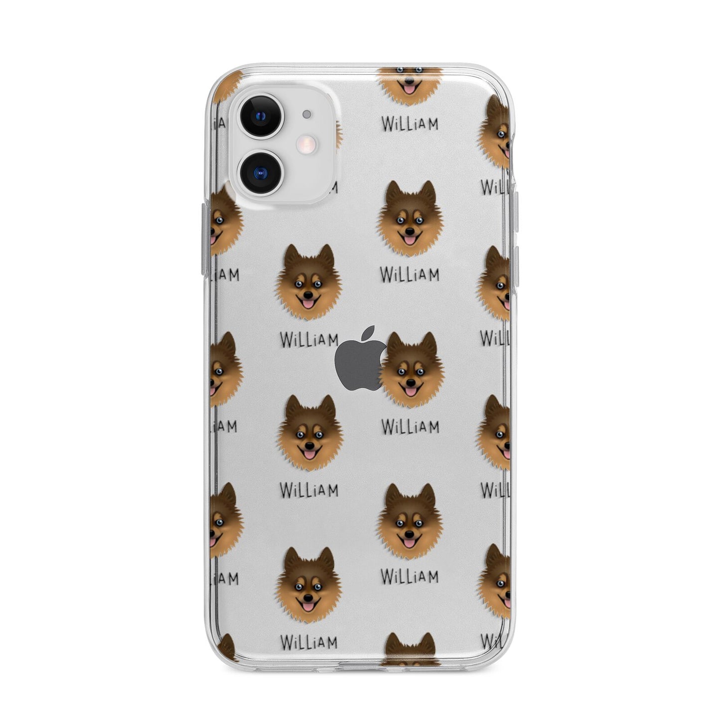 Pomsky Icon with Name Apple iPhone 11 in White with Bumper Case