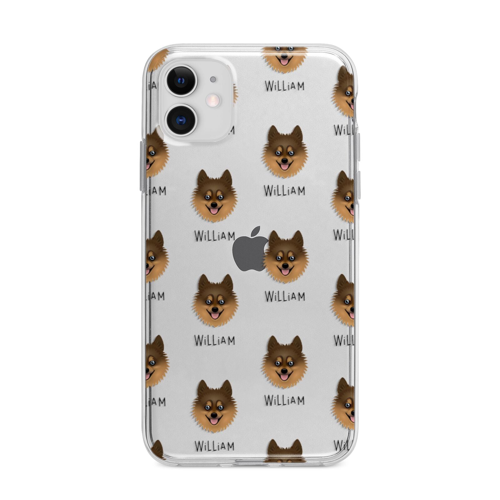 Pomsky Icon with Name Apple iPhone 11 in White with Bumper Case