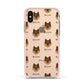 Pomsky Icon with Name Apple iPhone Xs Impact Case Pink Edge on Gold Phone