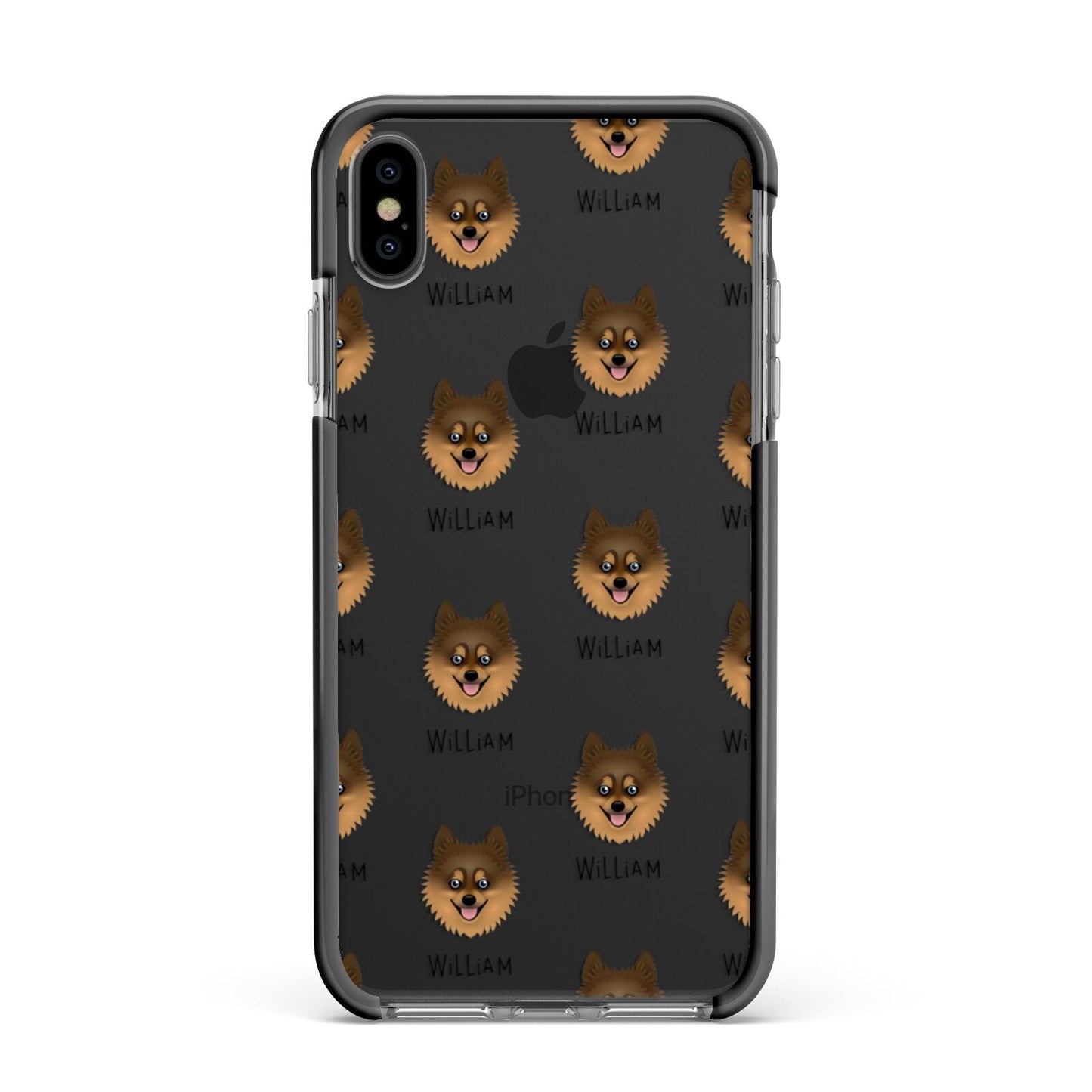 Pomsky Icon with Name Apple iPhone Xs Max Impact Case Black Edge on Black Phone