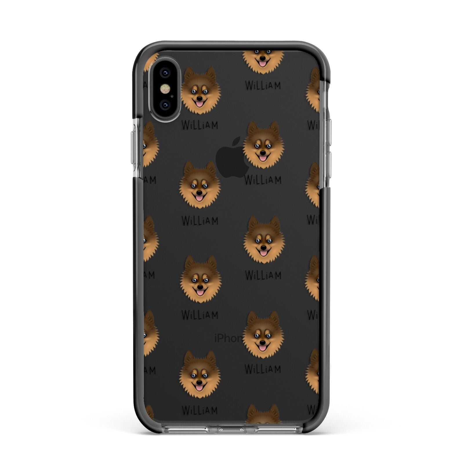 Pomsky Icon with Name Apple iPhone Xs Max Impact Case Black Edge on Black Phone