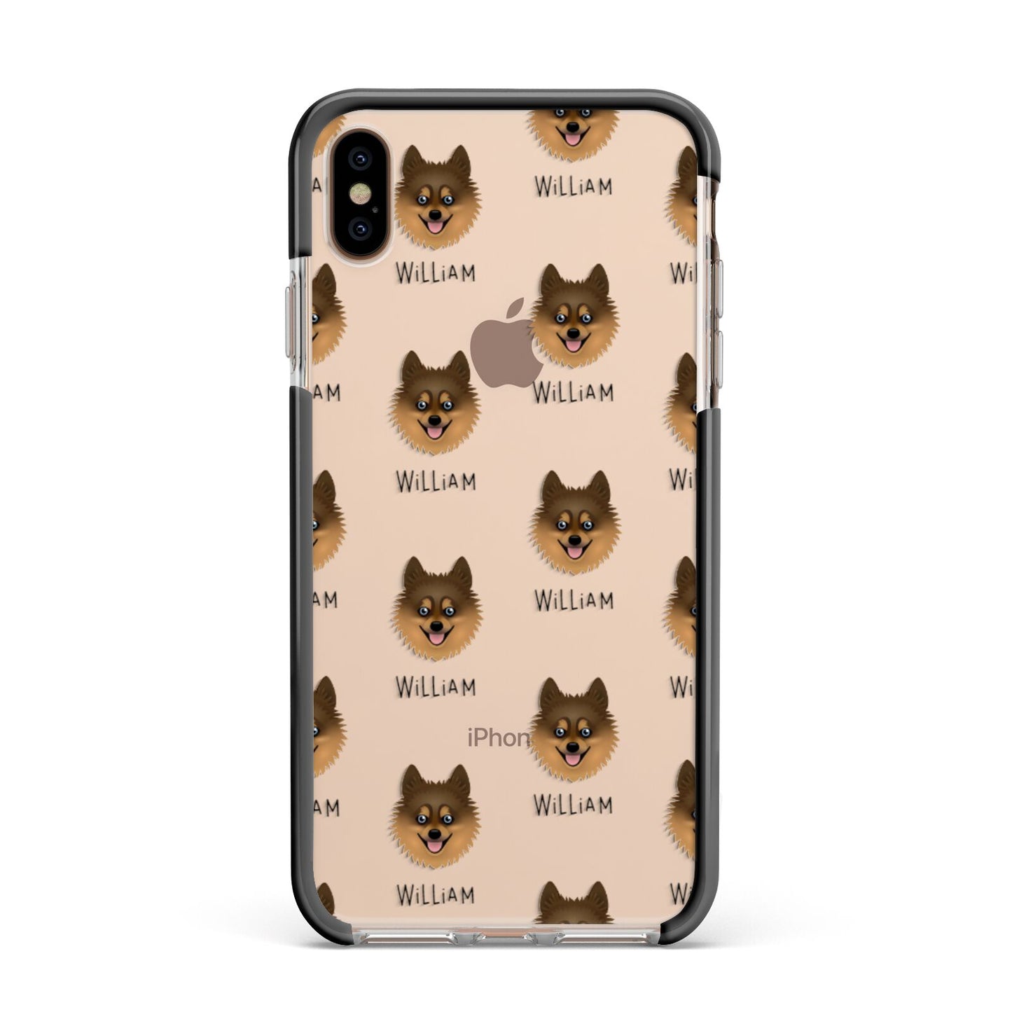 Pomsky Icon with Name Apple iPhone Xs Max Impact Case Black Edge on Gold Phone