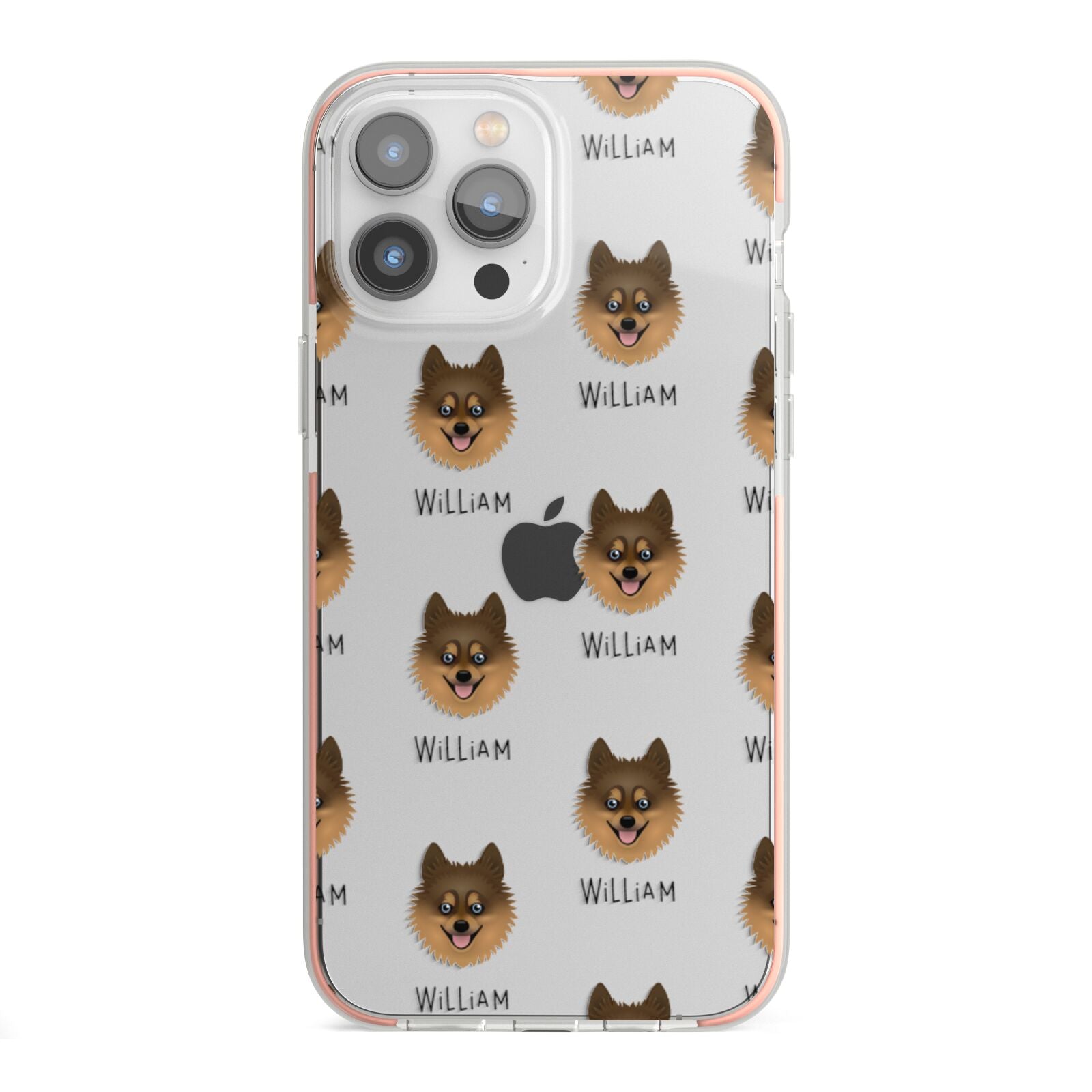 Pomsky Icon with Name iPhone 13 Pro Max TPU Impact Case with Pink Edges