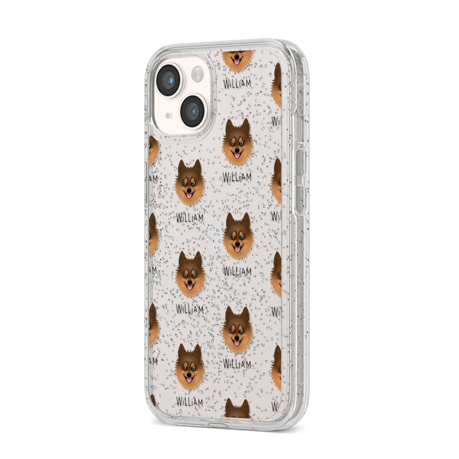 Pomsky Icon with Name iPhone 14 Glitter Tough Case Starlight Angled Image