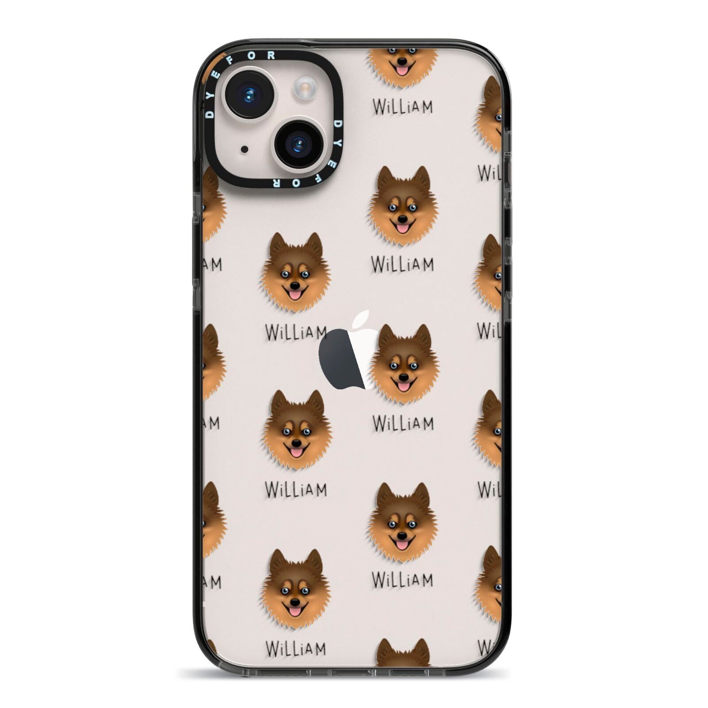 Pomsky Icon with Name iPhone 14 Plus Black Impact Case on Silver phone