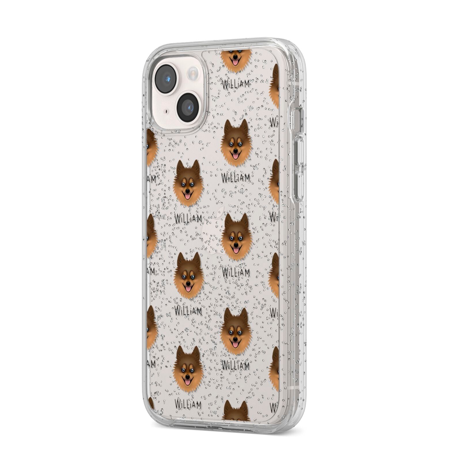 Pomsky Icon with Name iPhone 14 Plus Glitter Tough Case Starlight Angled Image