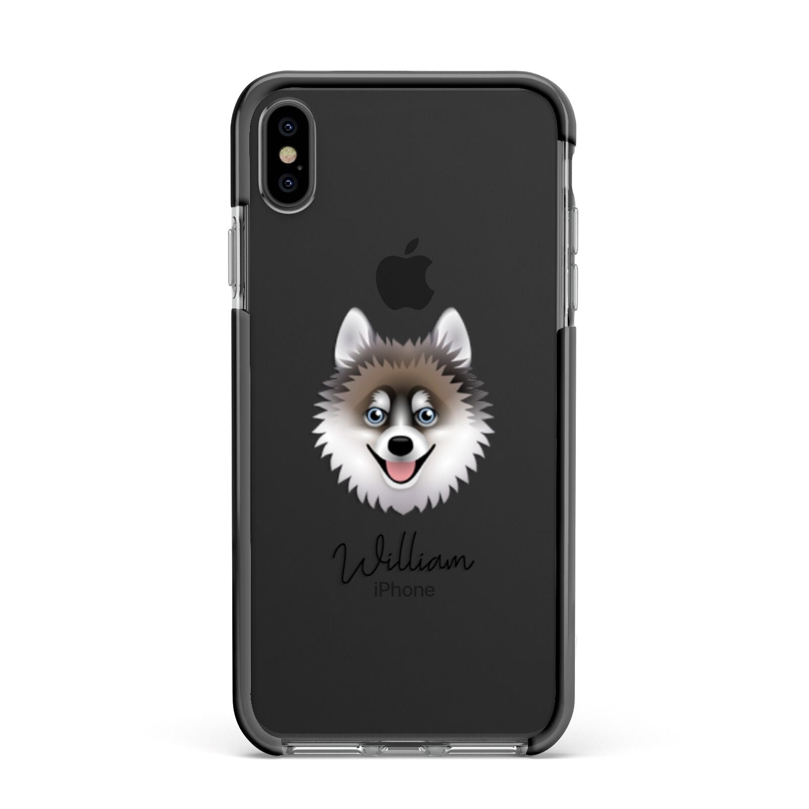 Pomsky Personalised Apple iPhone Xs Max Impact Case Black Edge on Black Phone