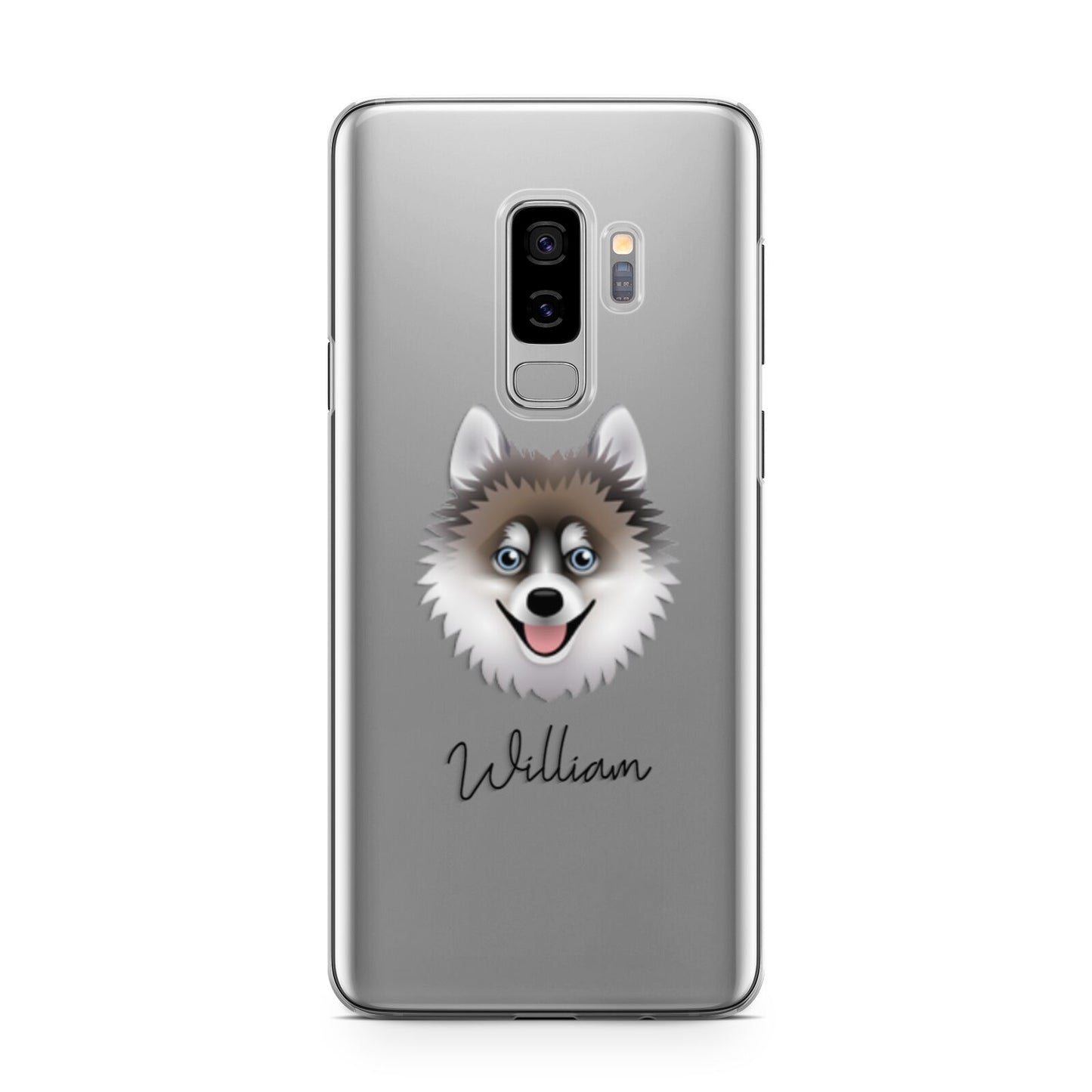 Pomsky Personalised Samsung Galaxy S9 Plus Case on Silver phone