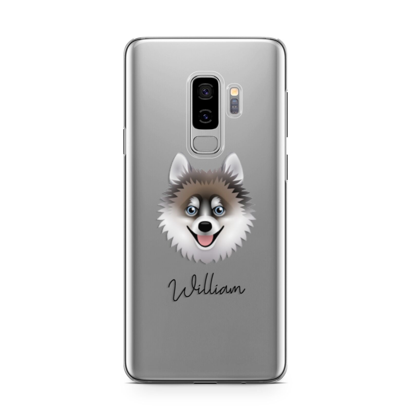 Pomsky Personalised Samsung Galaxy S9 Plus Case on Silver phone
