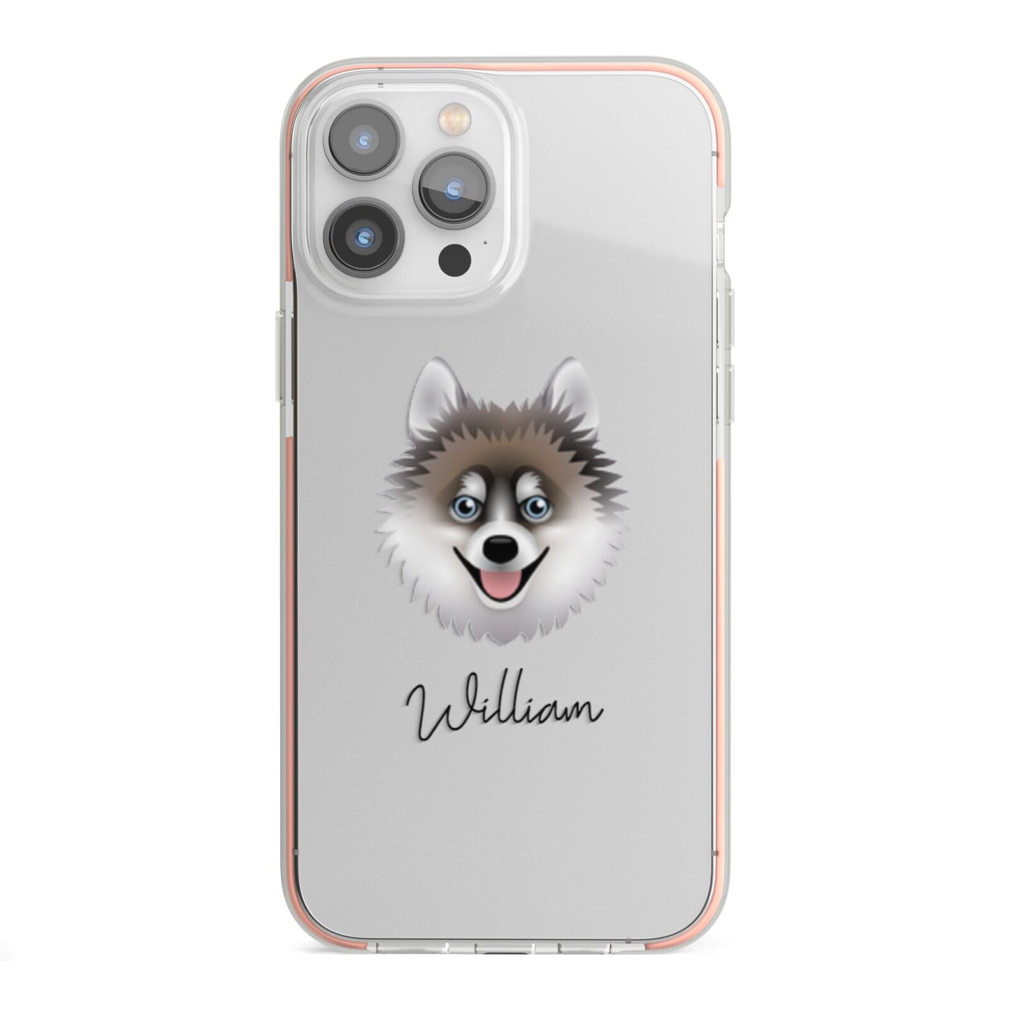 Pomsky Personalised iPhone 13 Pro Max TPU Impact Case with Pink Edges