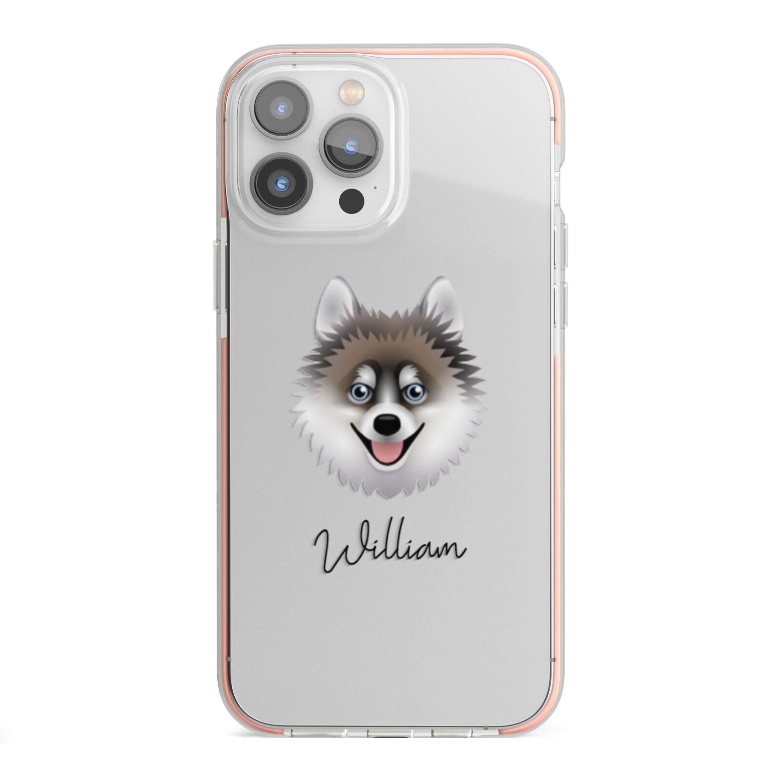 Pomsky Personalised iPhone 13 Pro Max TPU Impact Case with Pink Edges